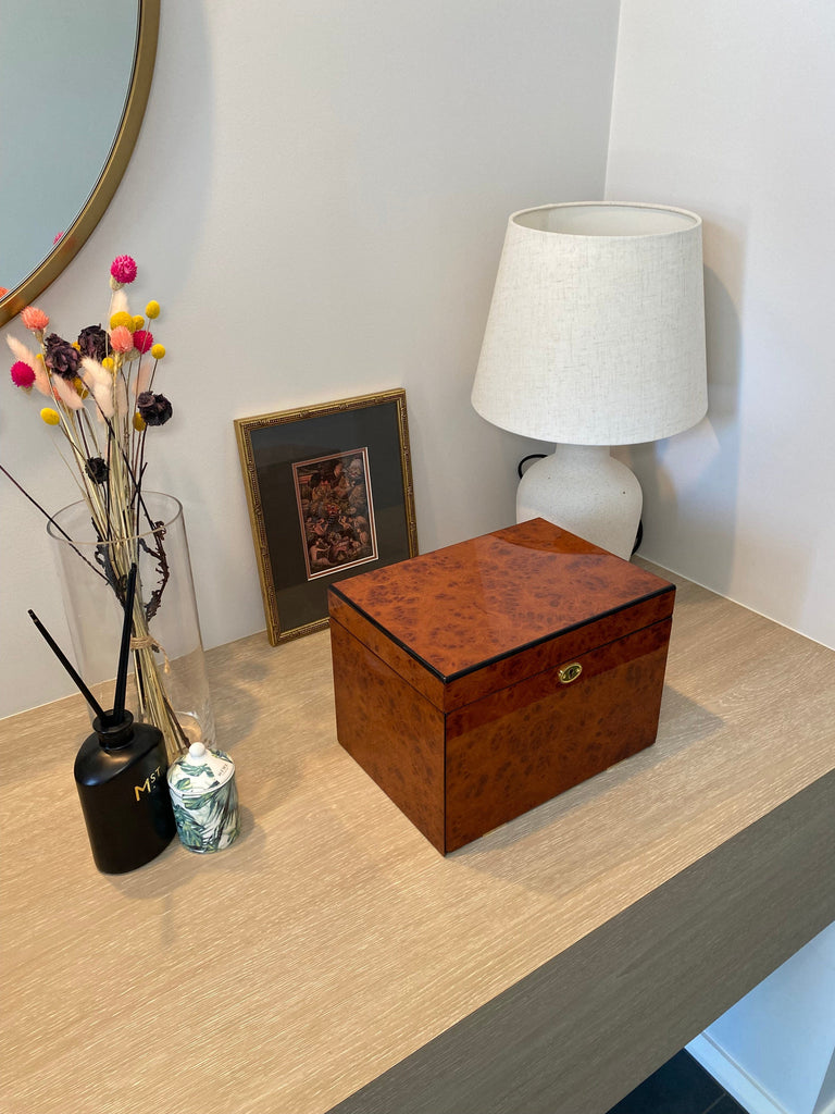 Large Tortoiseshell Wooden Jewellery Box with Drawers