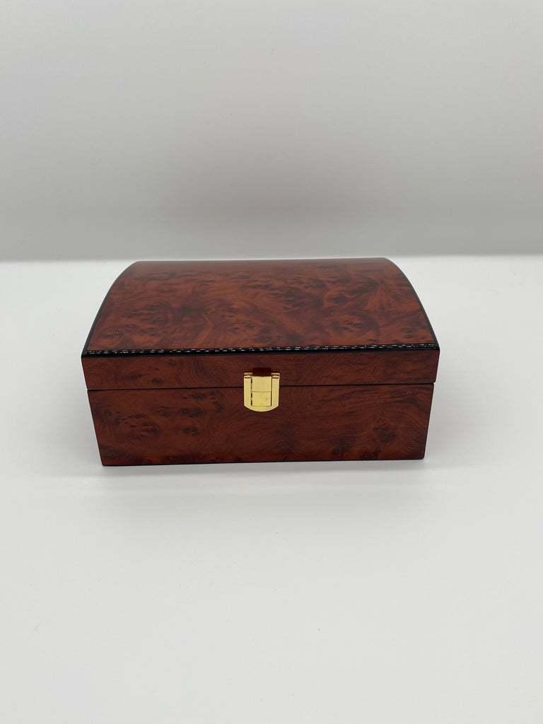 Small Wood Gloss Grained Jewellery Box With Watch Storage