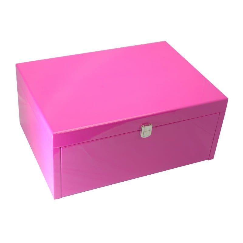 Large Hot Pink Jewellery Box With Drawers