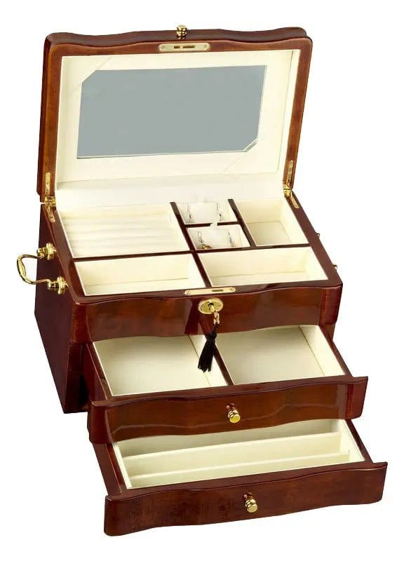 Mirrored Large Piano Wood Jewellery Box