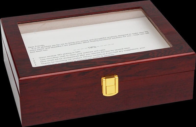 Wooden Watch Case Glass Jewellery Storage Holder Box Wood Display with 10 Grids