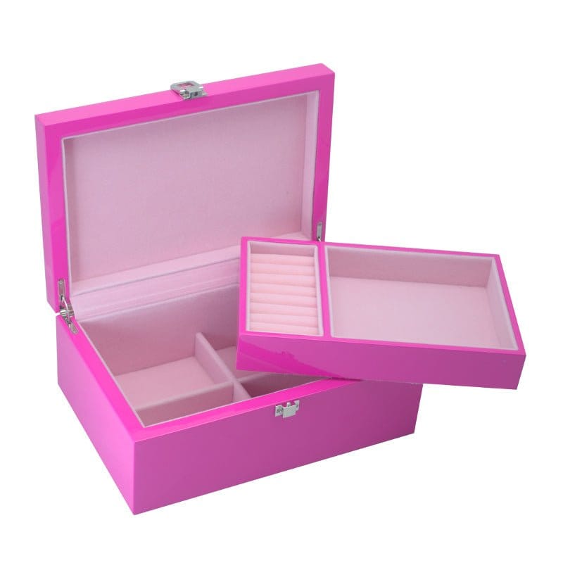Small Hot Pink Jewellery Box With Tray